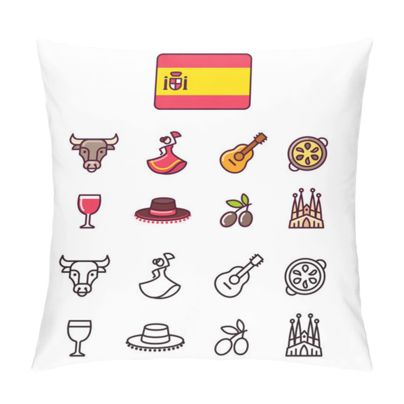 Personality  Spain Icons Set Pillow Covers