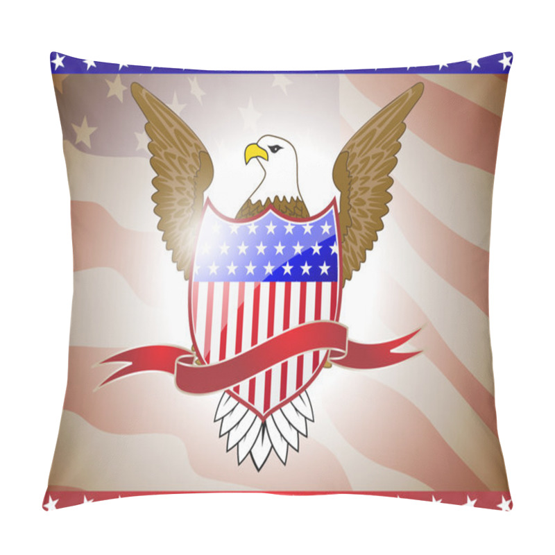 Personality  Vector Illustration Of American Flag With Eagle. Pillow Covers