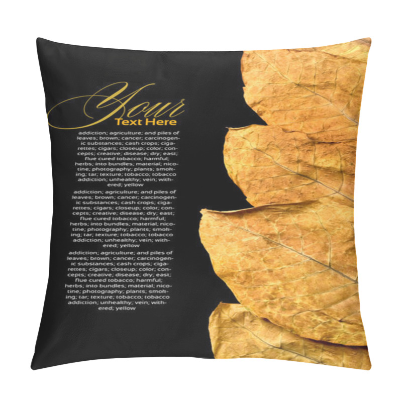 Personality  Tobacco Leafs On Black Pillow Covers