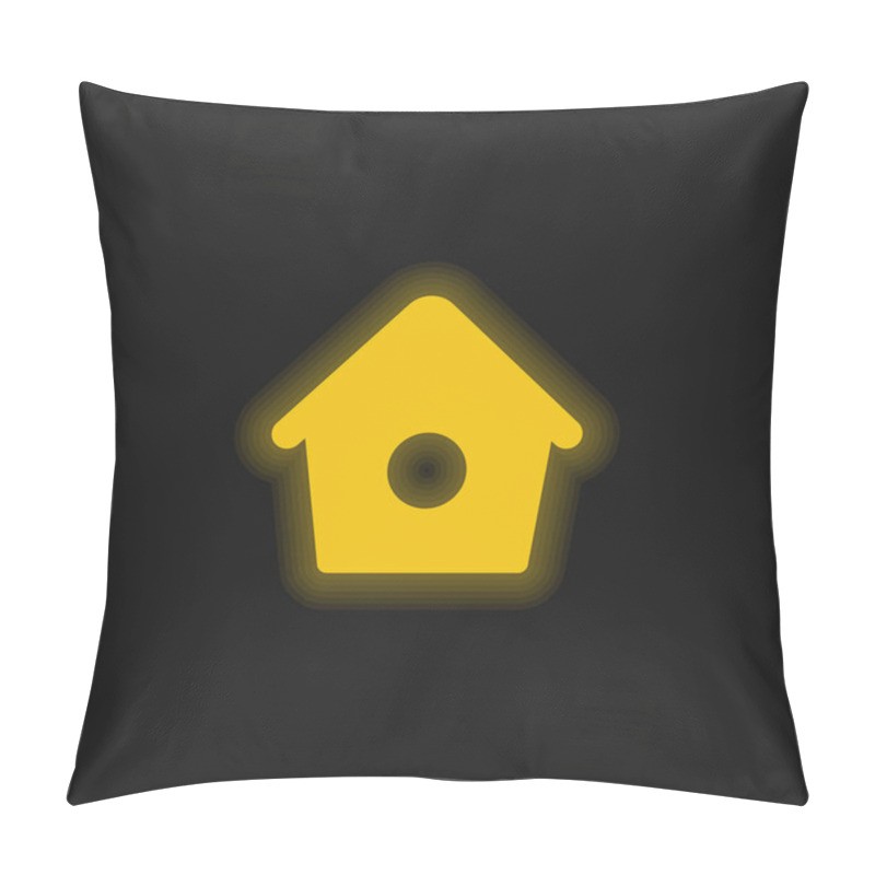 Personality  Bird Home With Small Hole Yellow Glowing Neon Icon Pillow Covers