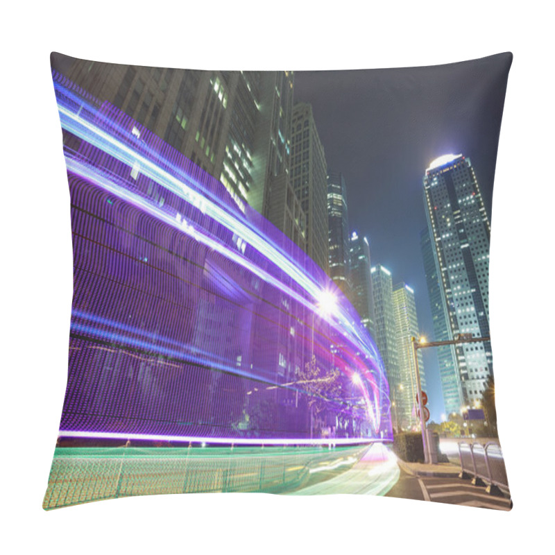 Personality  The Highway Car Light Trails Of Modern Urban Buildings Pillow Covers