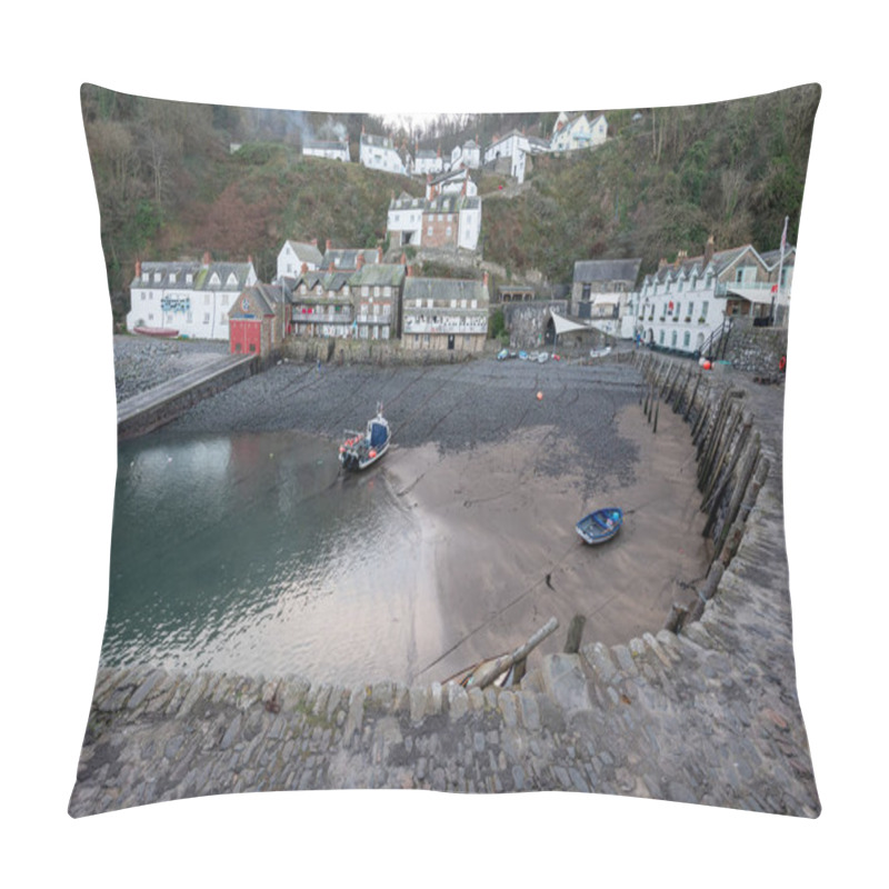 Personality  Clovelly.Devon.United Kingdom.January 19th 2024.View From The Quay Of Clovelly Village On The North Devon Coast Pillow Covers