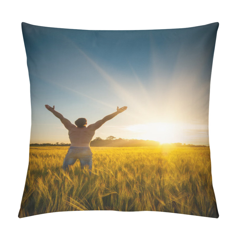 Personality  Man In A Wheat Field Pillow Covers