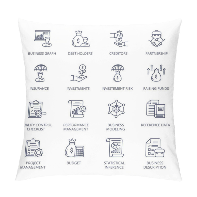 Personality  Business Management Process Line Icons - Conceptual Vector Pillow Covers