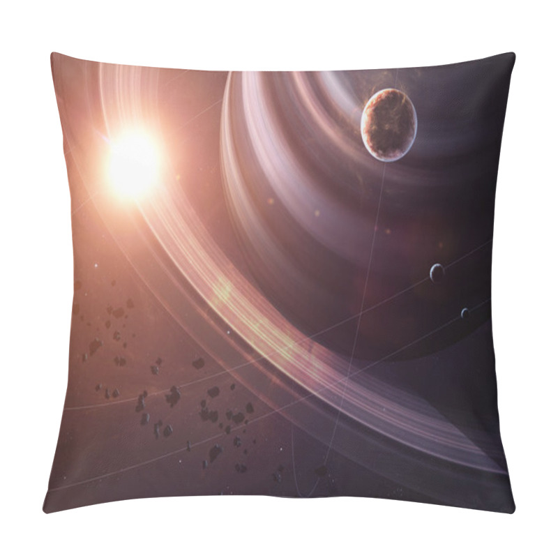 Personality  The Saturn With Moons From Space Showing All They Beauty. Extremely Detailed Image, Including Elements Furnished By NASA. Other Orientations And Planets Available. Pillow Covers