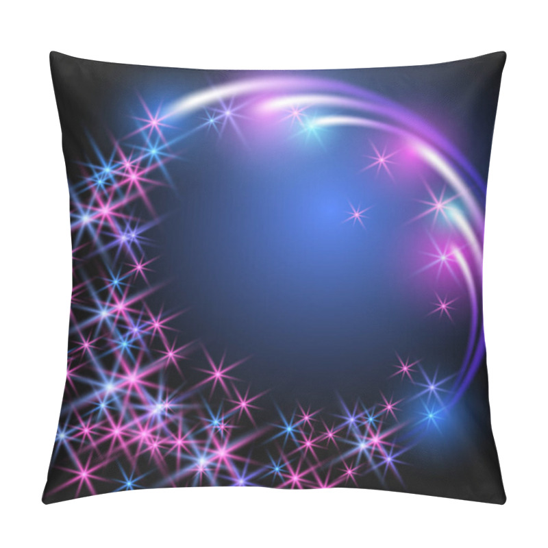 Personality  Glowing Round Frame With Firework And Sparkle Stars Pillow Covers