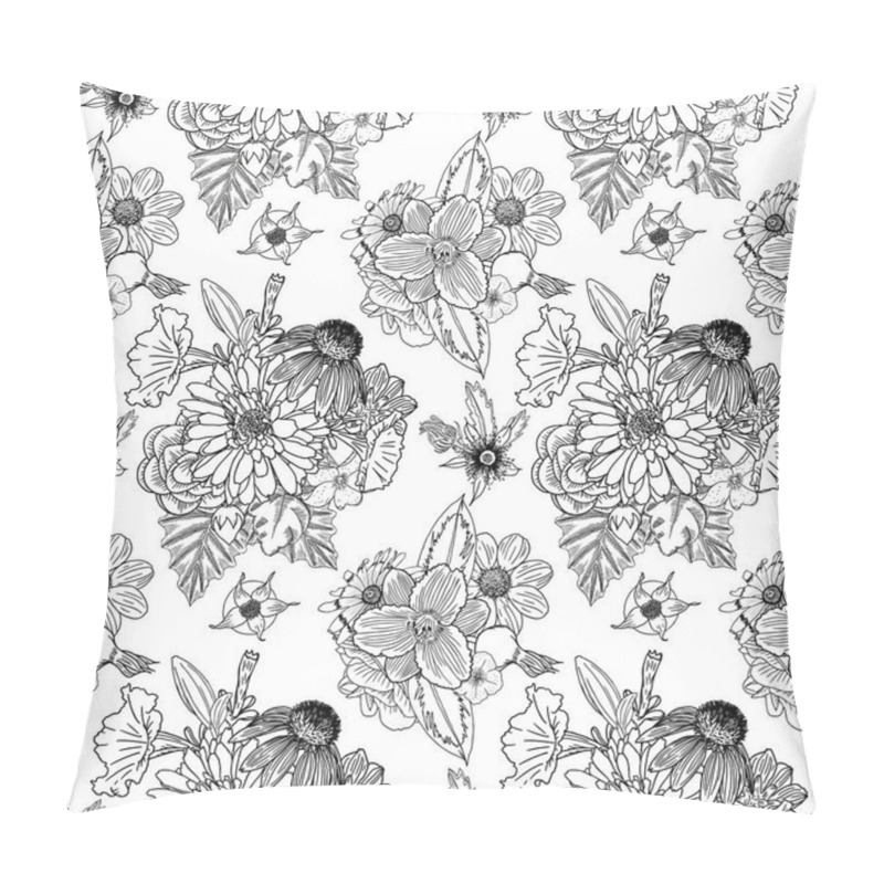 Personality  Floral Drawing Seamless Pattern Wallpaper Pillow Covers