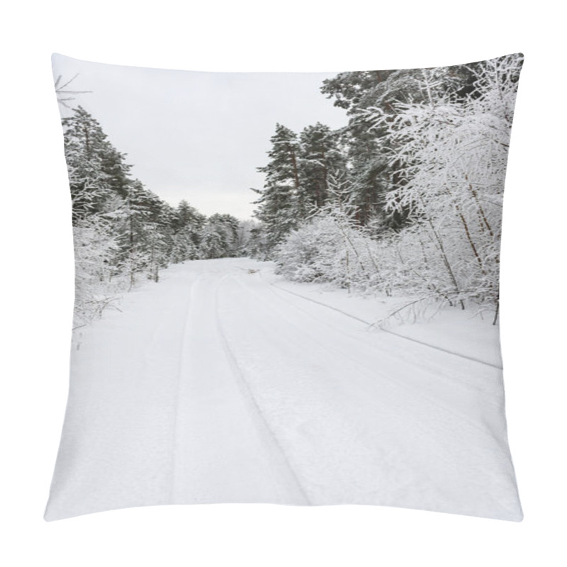 Personality  Snowy Winter Forest In Mist Pillow Covers