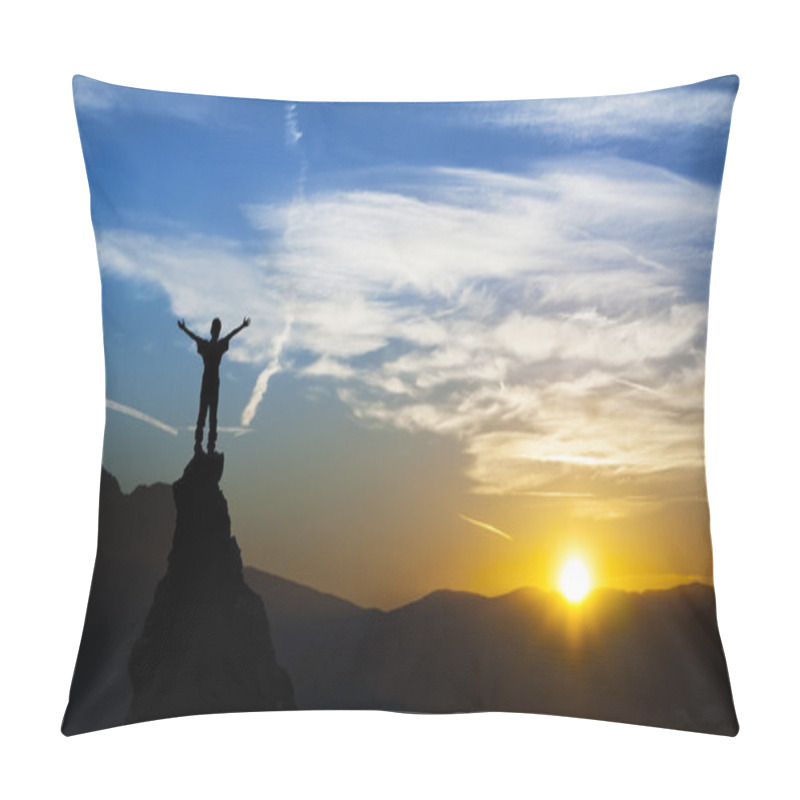 Personality  Man On The Top Of A Rock Pillow Covers