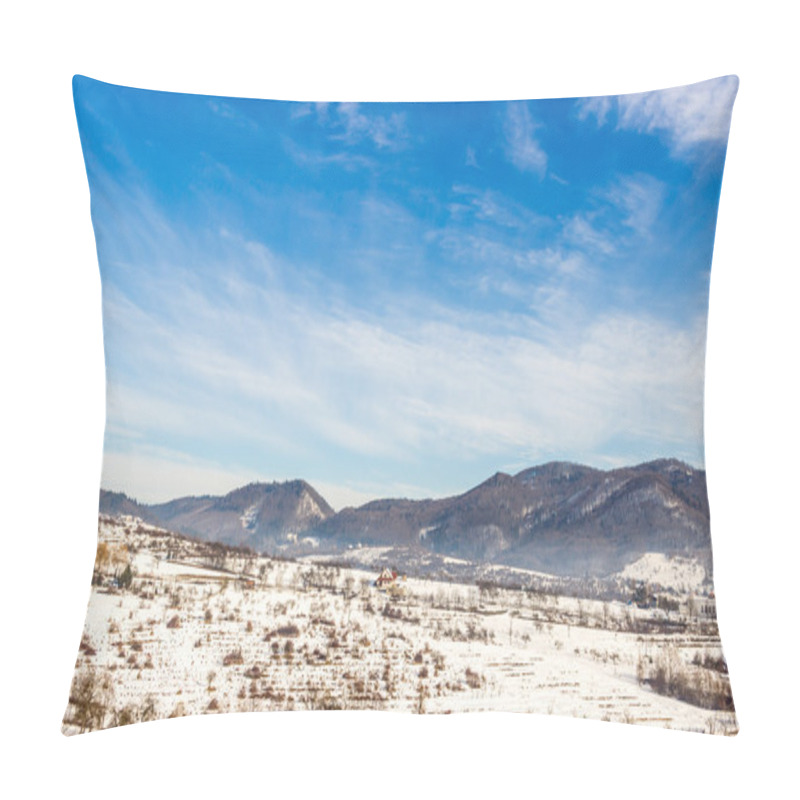 Personality  Winter Landscape With Village Houses Pillow Covers