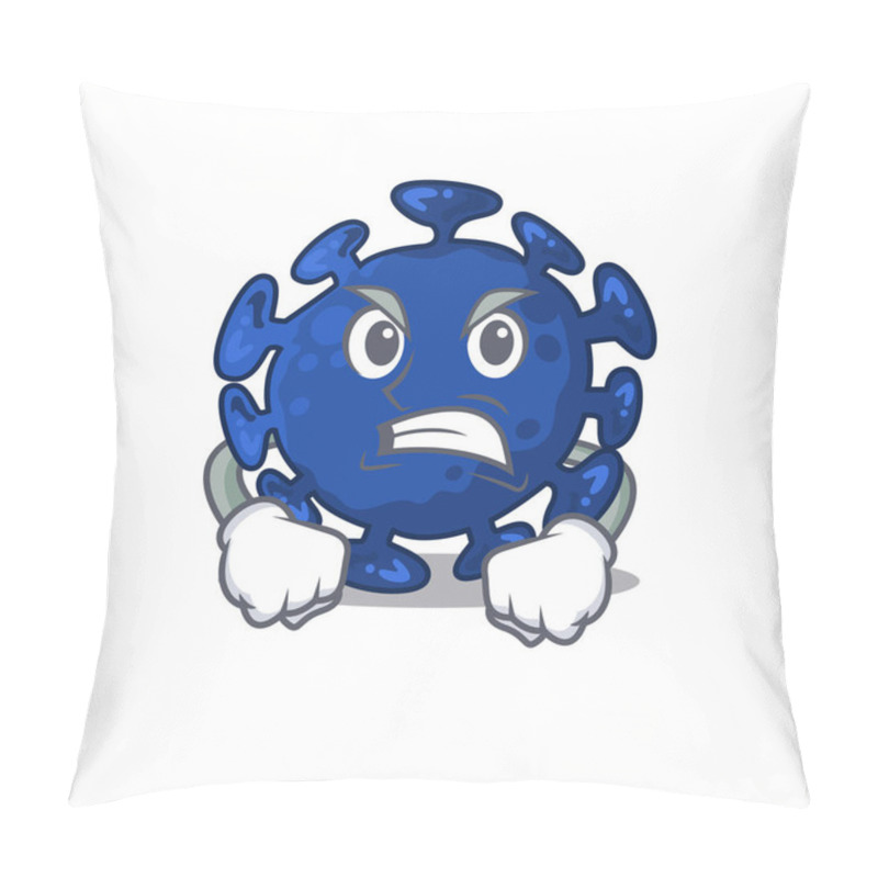 Personality  Mascot Design Concept Of Streptococcus With Angry Face. Vector Illustration Pillow Covers