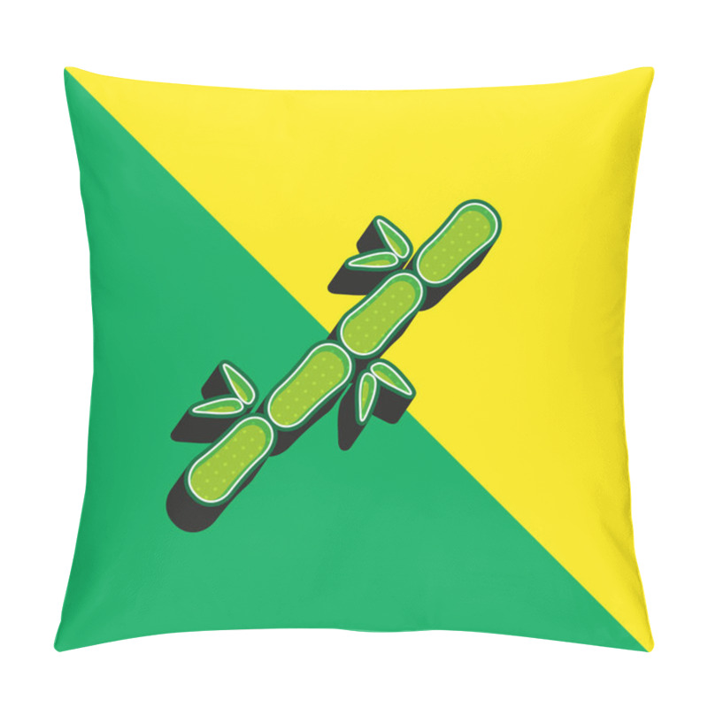 Personality  Bamboo Stick Green And Yellow Modern 3d Vector Icon Logo Pillow Covers