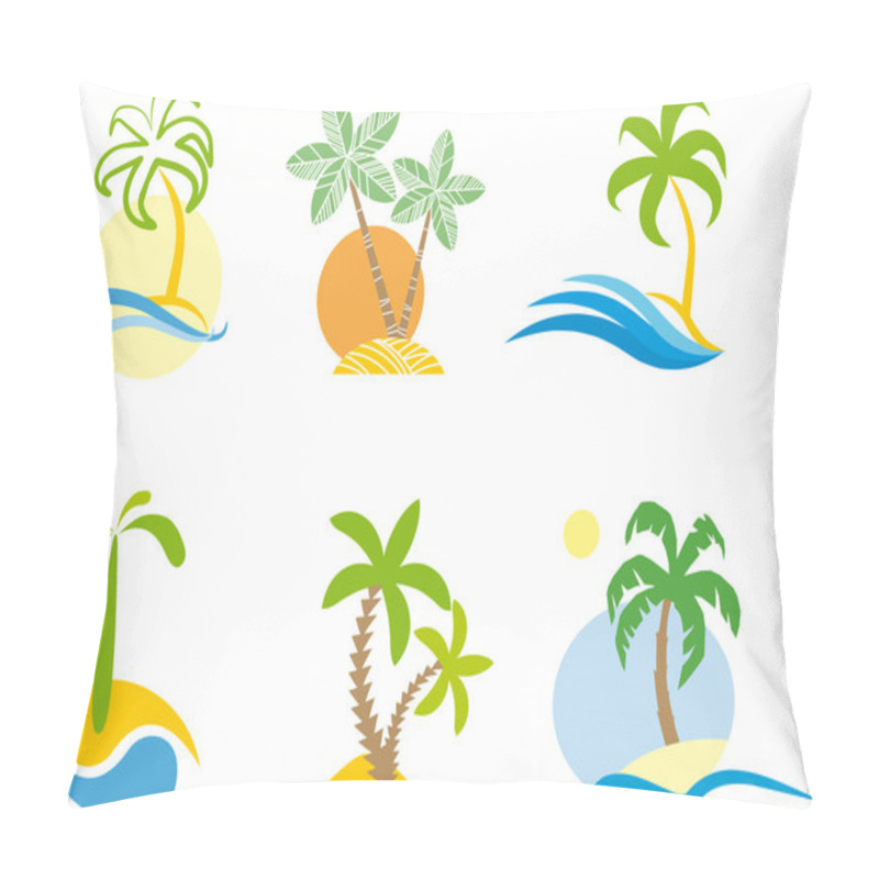 Personality  Tropical Logo (Beach Scene Graphic.) Pillow Covers