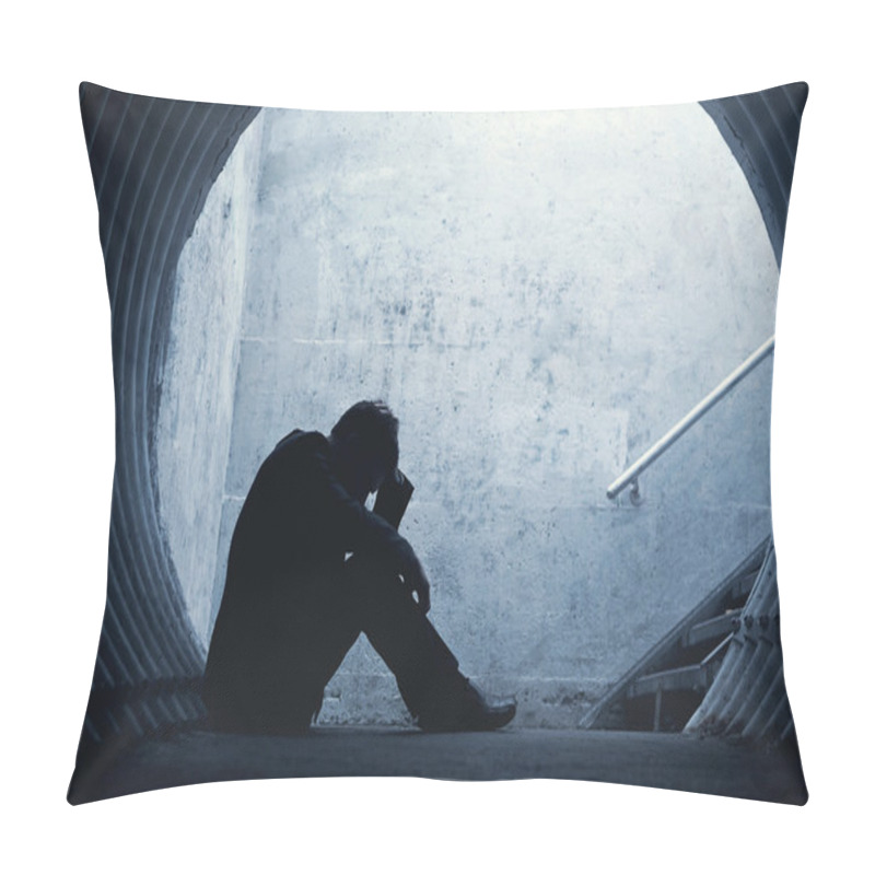 Personality  Desparate Businessman In Silhouette Lying On The Ground Pillow Covers