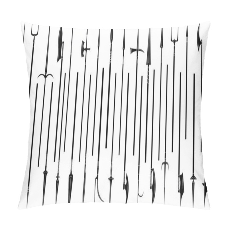 Personality  Set Of Simple Monochrome Images Of Lances And Pikes. Pillow Covers