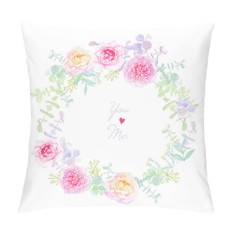 Personality  Peonies And Roses Wedding Wreath Vector Card Pillow Covers