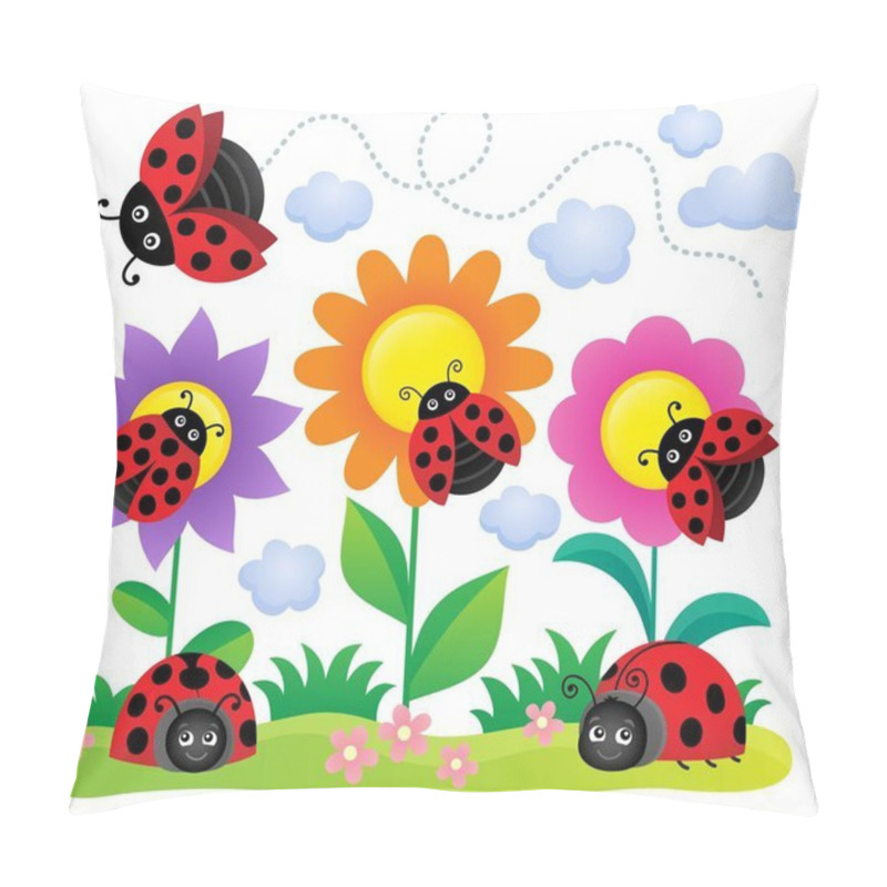 Personality  Stylized Ladybugs Theme Image 5 Pillow Covers