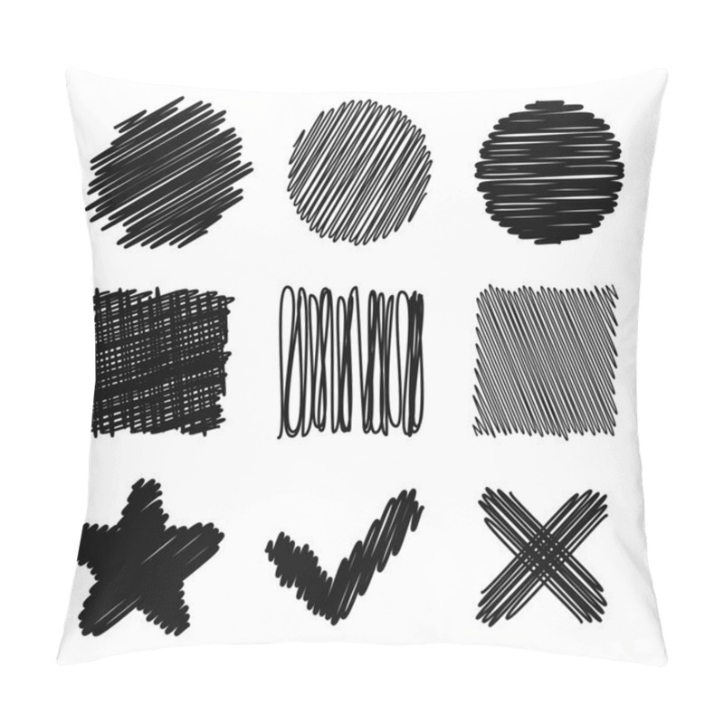 Personality  Set Of Hand Drawn Scribble Shapes Pillow Covers