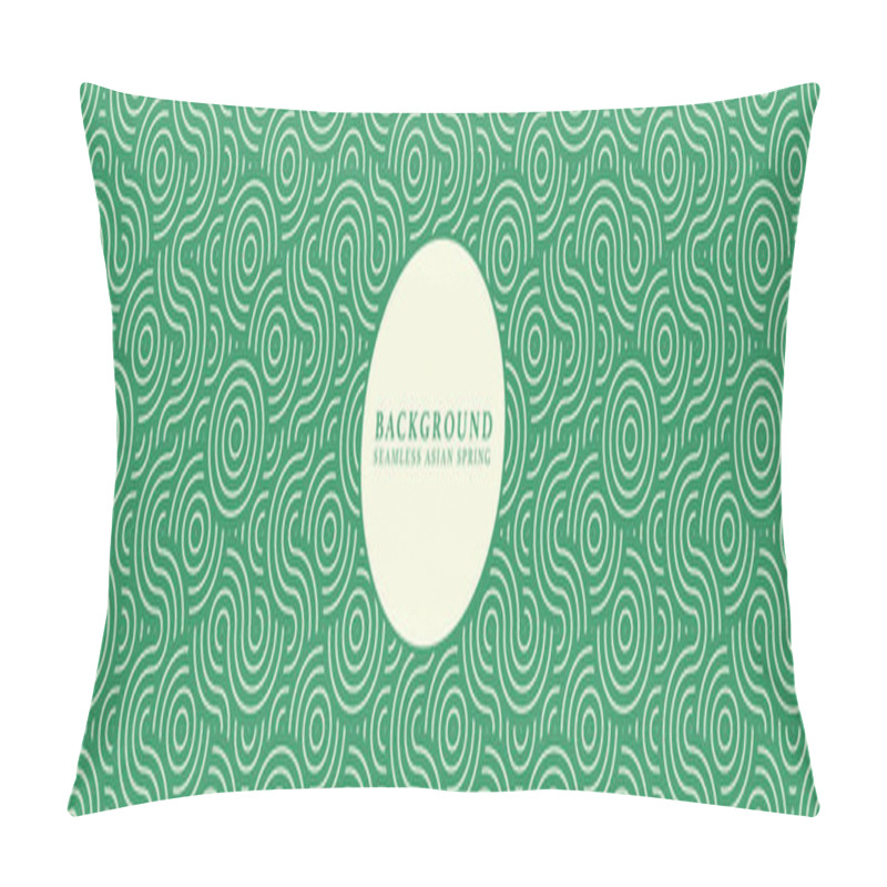 Personality  Asian Background Motif In Oriental Geometric Bizarre Style. Spring Ornament Texture For Decorative Backdrop, Wrapping, Banner. Green Organic Wavy Abstract Asian Vector Japanese Classic Motif.  Pillow Covers