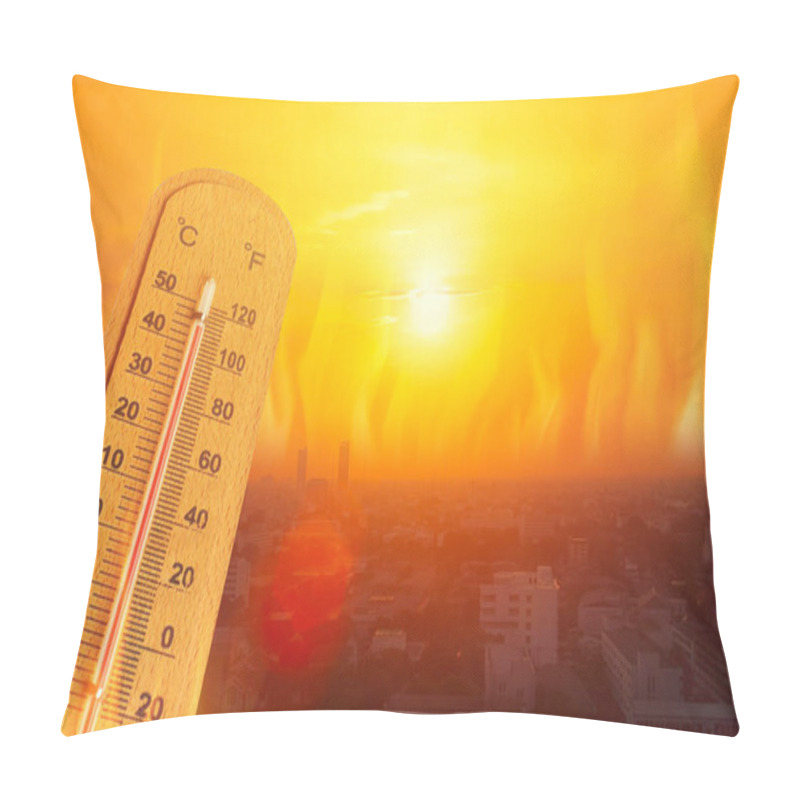 Personality  Thailand City View In Heatwave Summer Season High Temperature Fr Pillow Covers