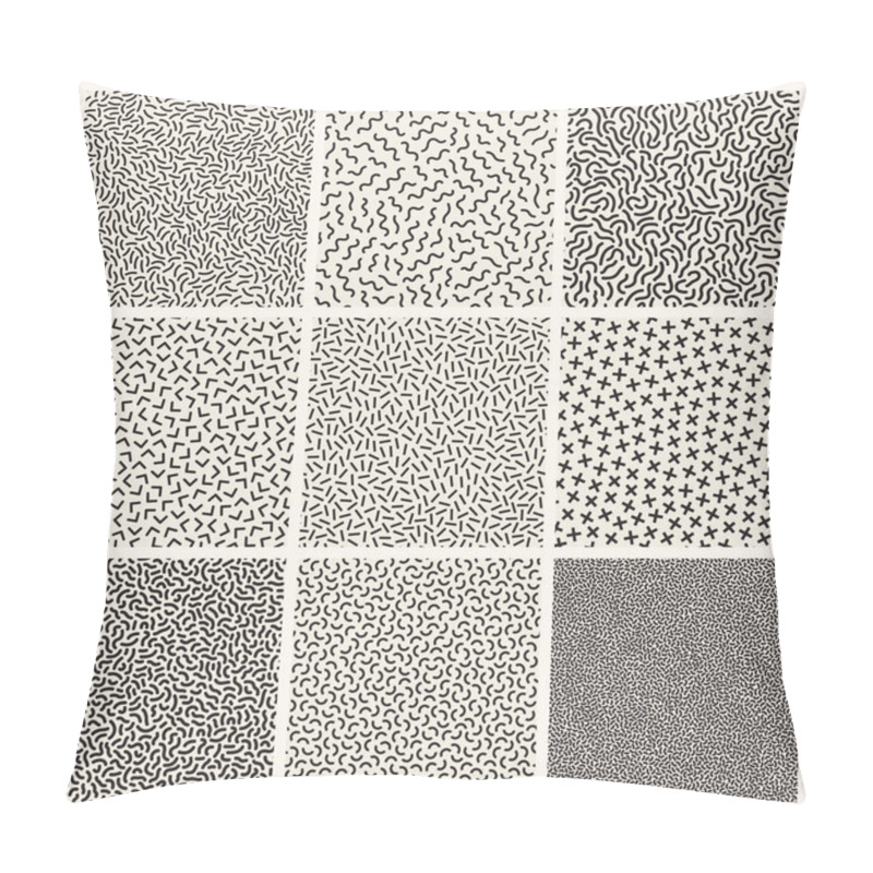 Personality  Collection Of Monochrome Memphis Seamless Patterns. Pillow Covers