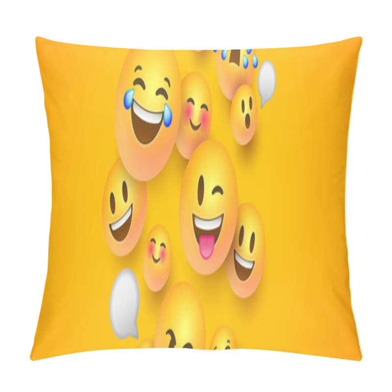 Personality  Funny 3d Smiley Face Banner Of Social Chat Icons Pillow Covers