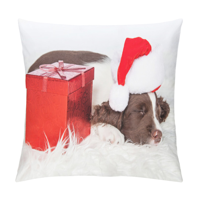 Personality  Puppy Wearing Christmas Santa Hat Pillow Covers