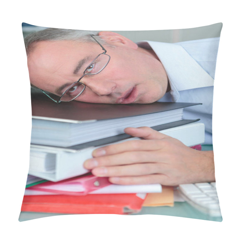 Personality  Tired Man With Stack Of Books Pillow Covers