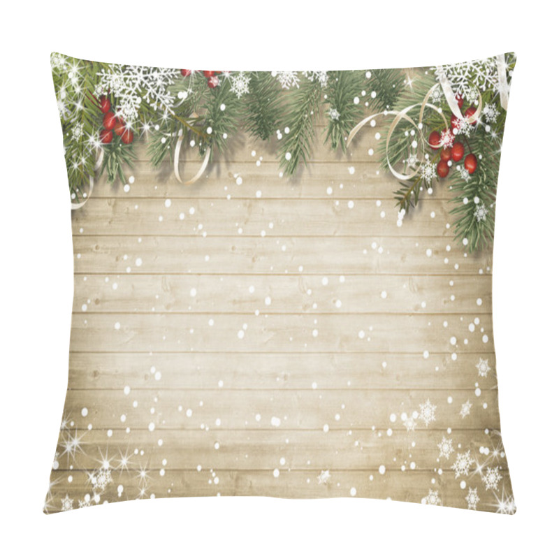 Personality  Texture With Snow, Holly And Firtree Pillow Covers