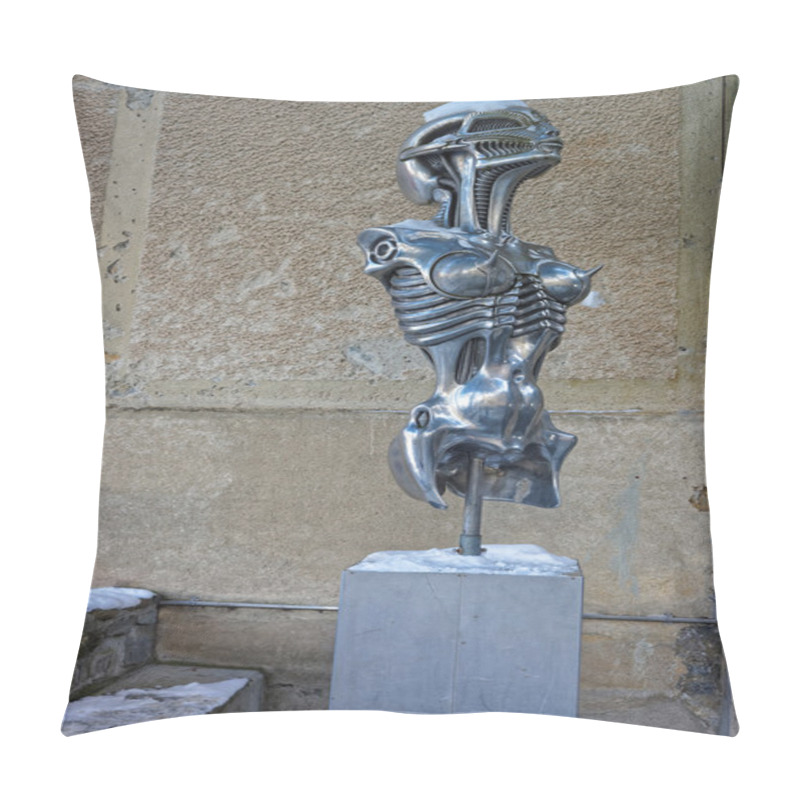 Personality  Metal Statue Of Alien In HR Giger Museum In Gruere Pillow Covers