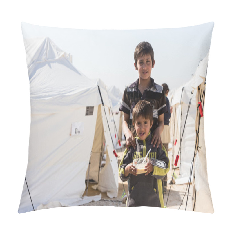 Personality  Refugees  Living In Tents In The Center Relocation Diavata Pillow Covers