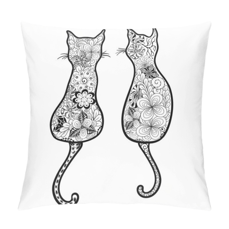 Personality  Cats Doodle Illustration Pillow Covers