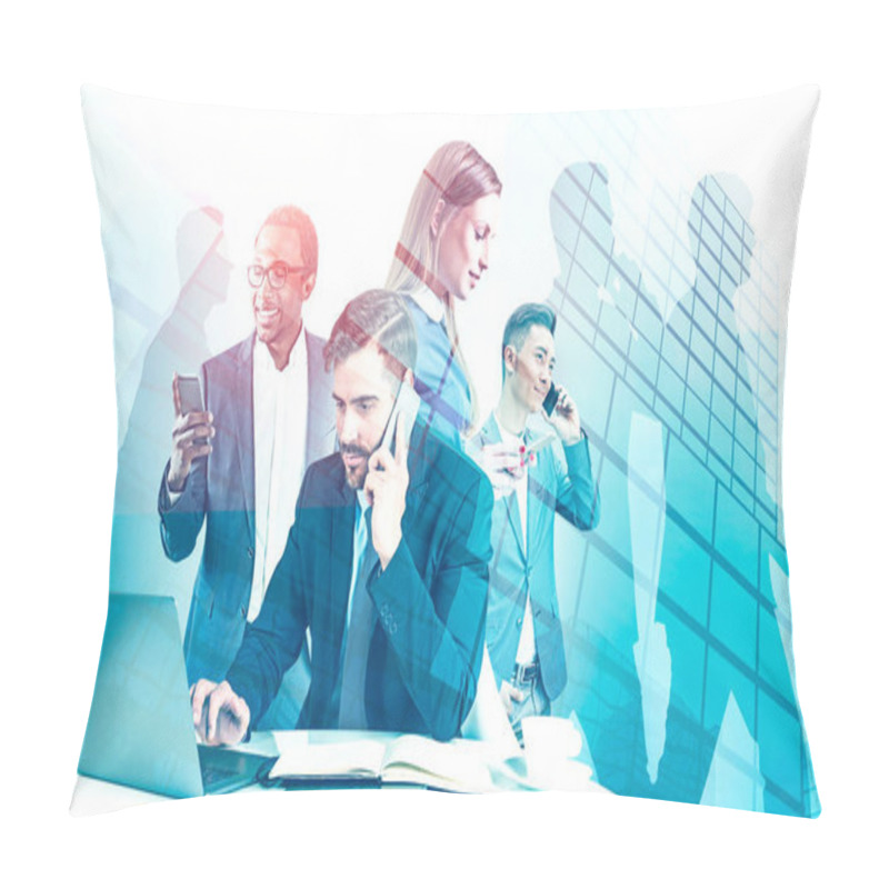 Personality  Diverse Business Team, Skyscrapers Pillow Covers