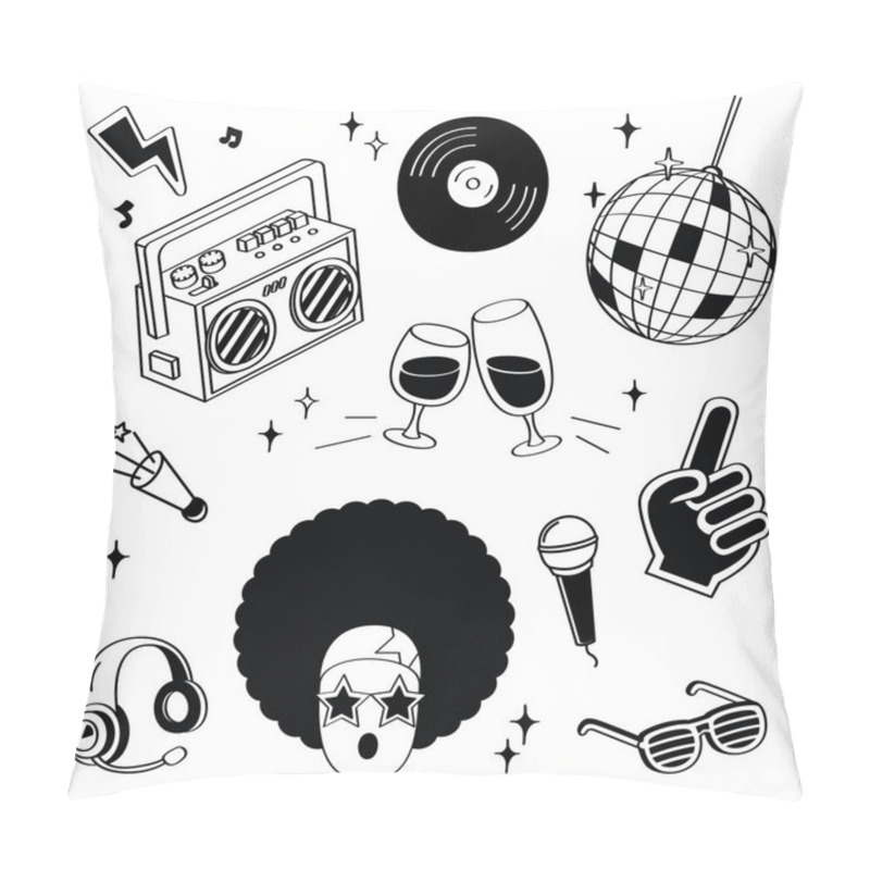 Personality  Hand Drawing Styles Disco Items. Disco Doodle Pillow Covers