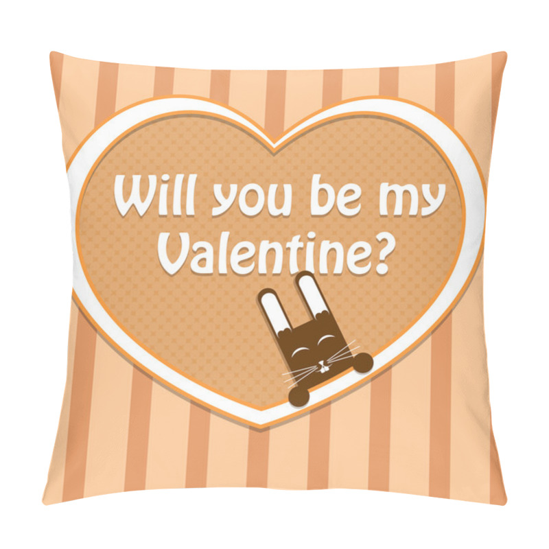 Personality  Vector Valentine Card With Cute Rabbit. Pillow Covers