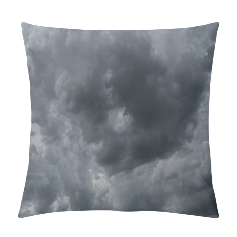 Personality  Dark Storm Clouds Before Rain Used For Climate Background. Clouds Become Dark Gray Before Raining. Abstract Dramatic Background. Pillow Covers