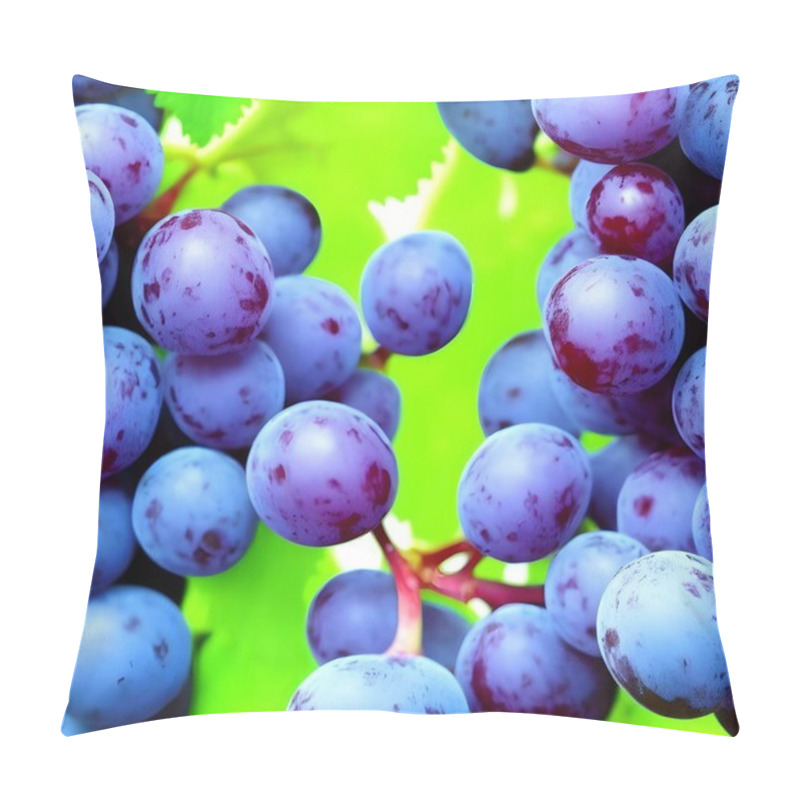 Personality  Background Photo Of Blue Grapes In Leaves Pillow Covers