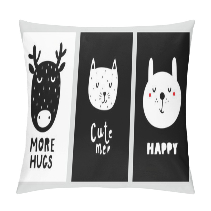 Personality  Nordic Design Prints With Cute Animals. Vector Art. Pillow Covers