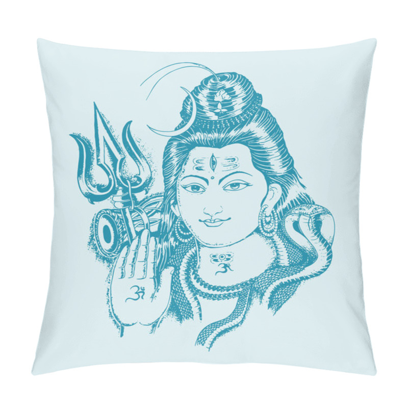 Personality  Drawing Or Sketch Of Lord Shiva Outline Design Element Editable Illustration Pillow Covers