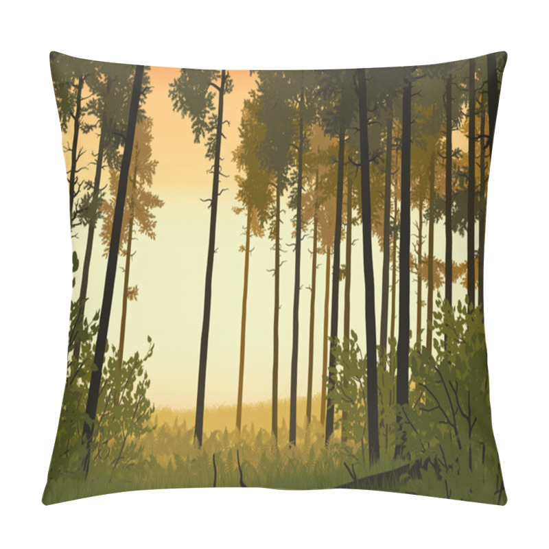 Personality  Forest Landscape Illustration Pillow Covers