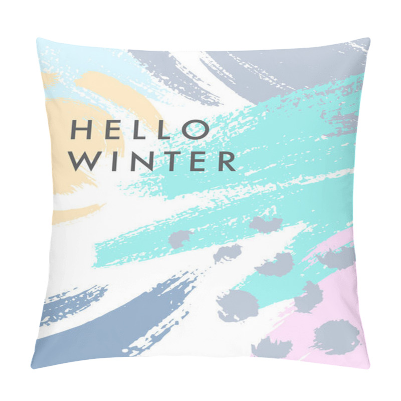 Personality  Trendy Winter Poster With Hand Drawn Shapes And Textures In Soft Pastel Colors.Unique Graphic Design Perfect For Prints,flyers,banners,invitations,special Offer And More.Modern Vector Illustration. Pillow Covers