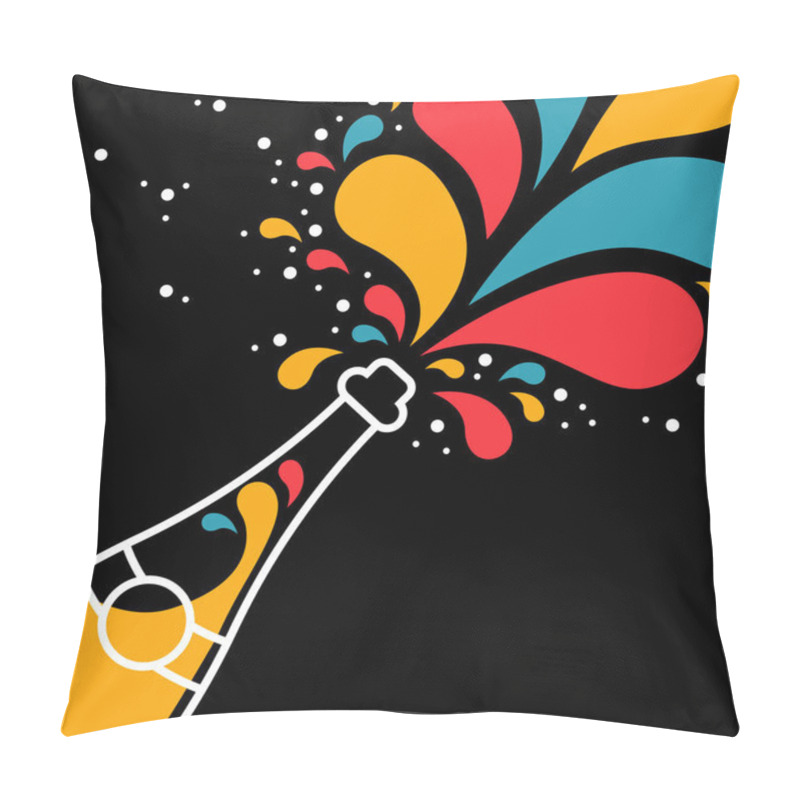 Personality  Champagne Party Bottle Splash In Outline Style Pillow Covers