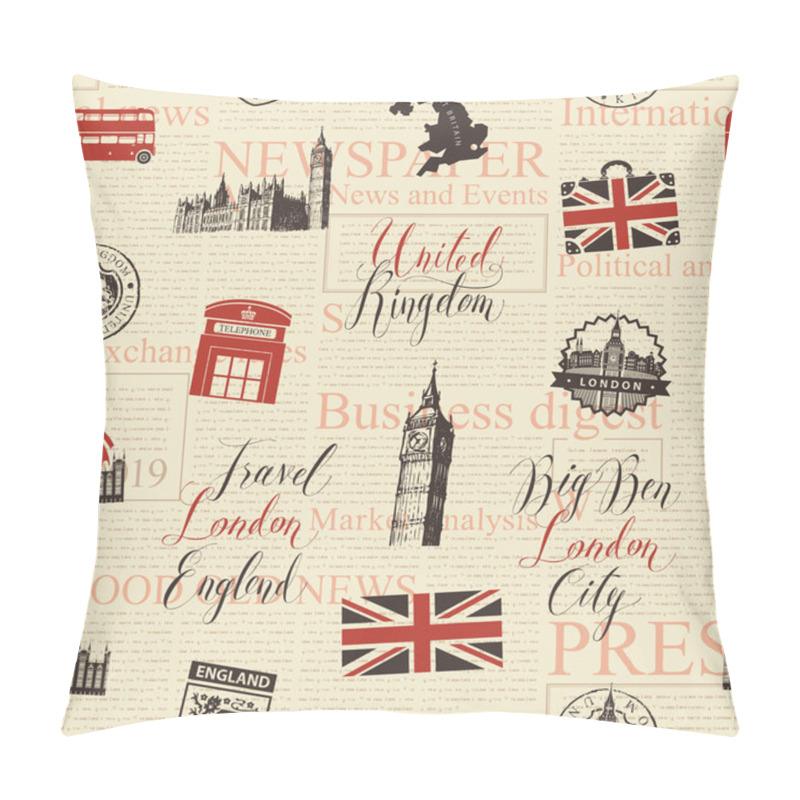 Personality  Seamless Background On Theme Of UK And London Pillow Covers