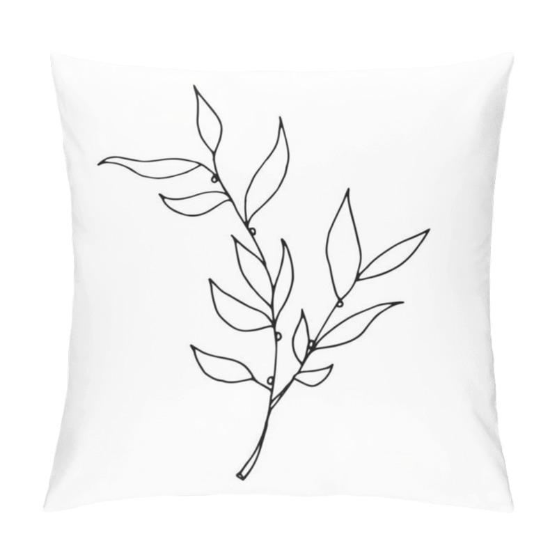 Personality  Drawn Outline Leaf Isolated On A White Background. Pillow Covers