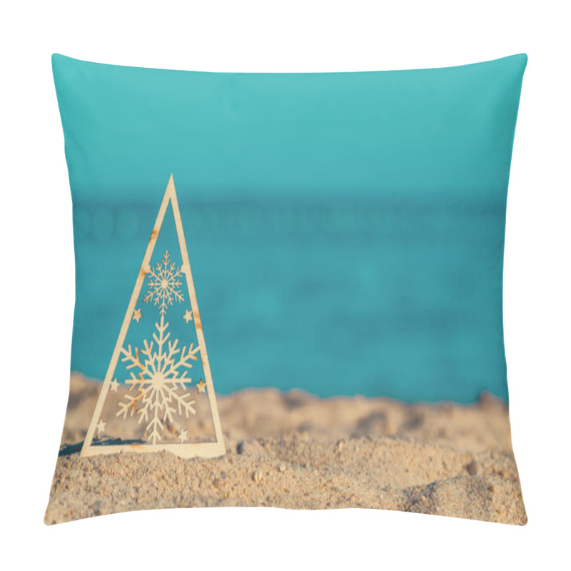 Personality  Christmas Tree With Snowflakes At Seaside Pillow Covers