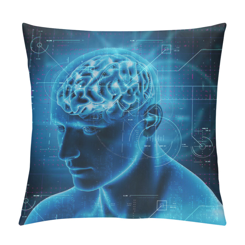 Personality  3D Medical Background With Technology Design Over Male Figure Wi Pillow Covers