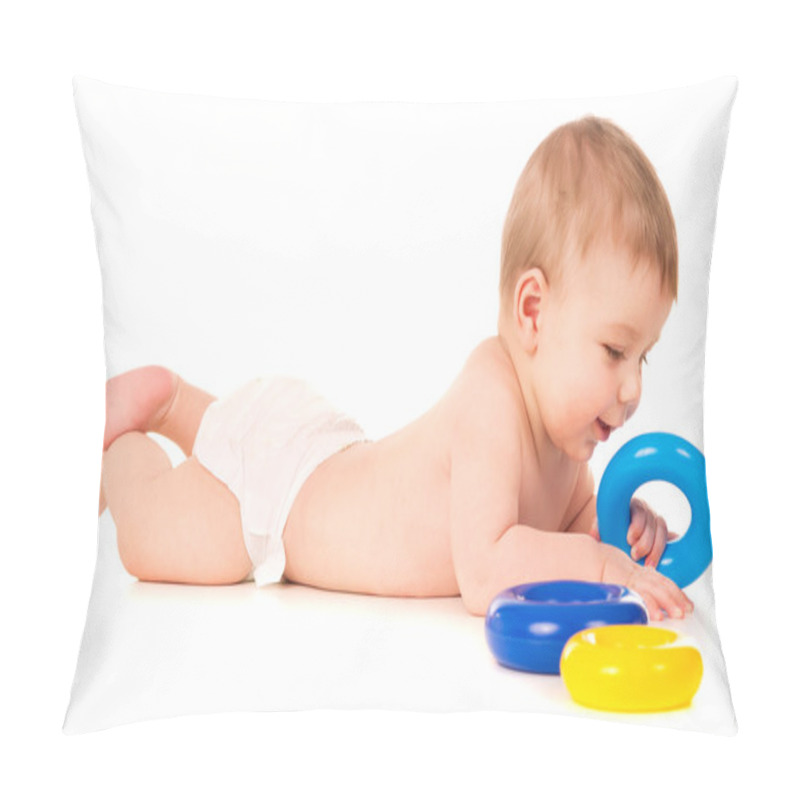 Personality  Beautiful Baby Crawling And Playing With Toys Pillow Covers