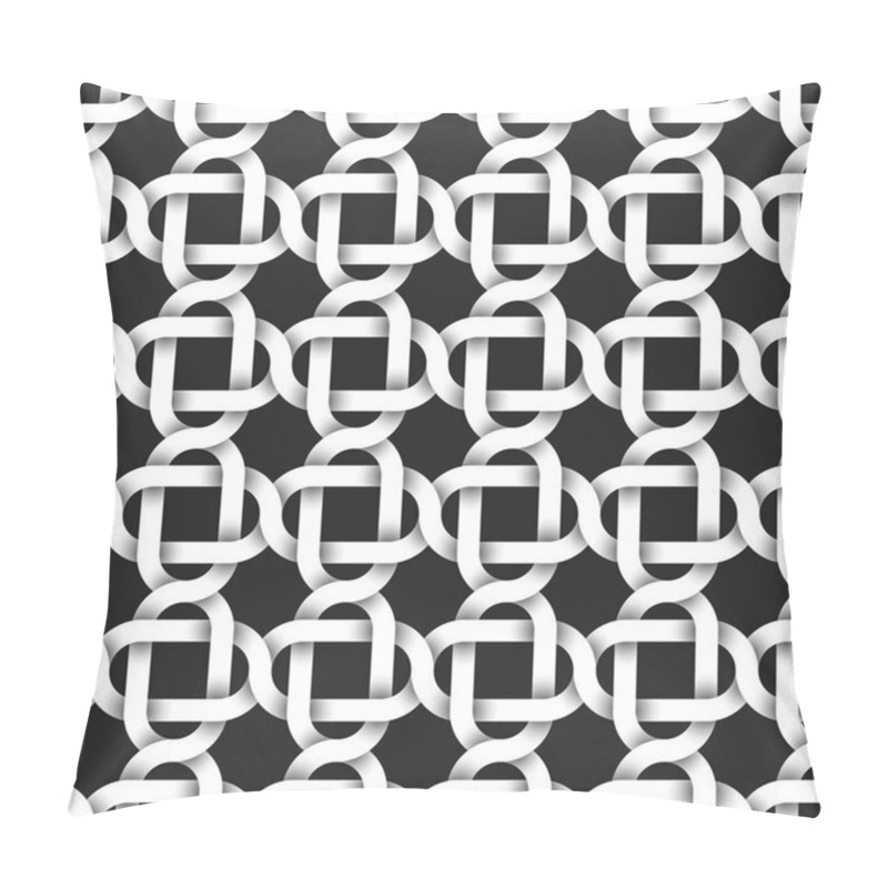 Personality  Abstract Repeatable Pattern Background Of White Twisted Strips. Swatch Of Intertwined Curved Bands. Pillow Covers