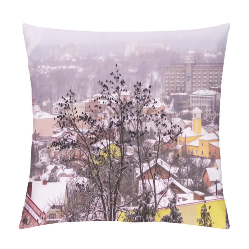 Personality  A Huge Flock Of Crows Sits On Trees Against The Backdrop Of A Wi Pillow Covers