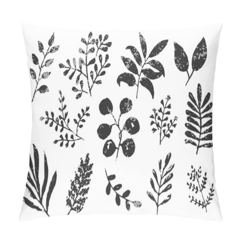 Personality  Collection Of Textured Ink Leaves And Branches Pillow Covers